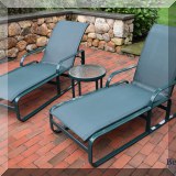 L03. 2 Chatham Refinishing Company lounge chairs and matching side table. 